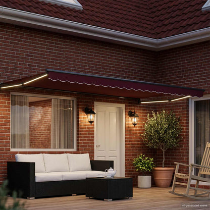 vidaXL Manual Retractable Awning with LEDs Red and Anthracite 4 x 3 m