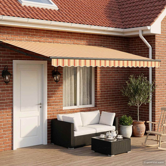 vidaXL Manual Retractable Awning with LEDs Multicolour 4.5 x 3 m