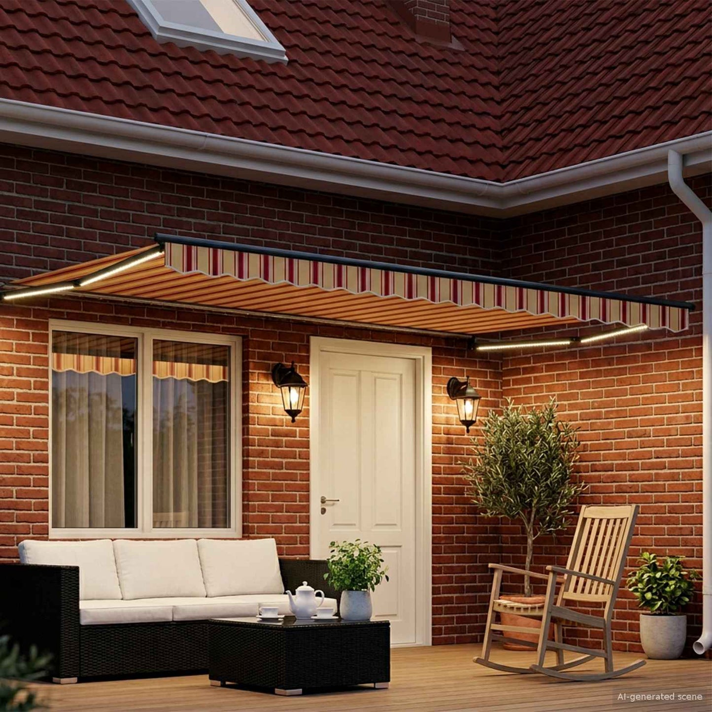 vidaXL Manual Retractable Awning with LEDs Multicolour 4.5 x 3 m