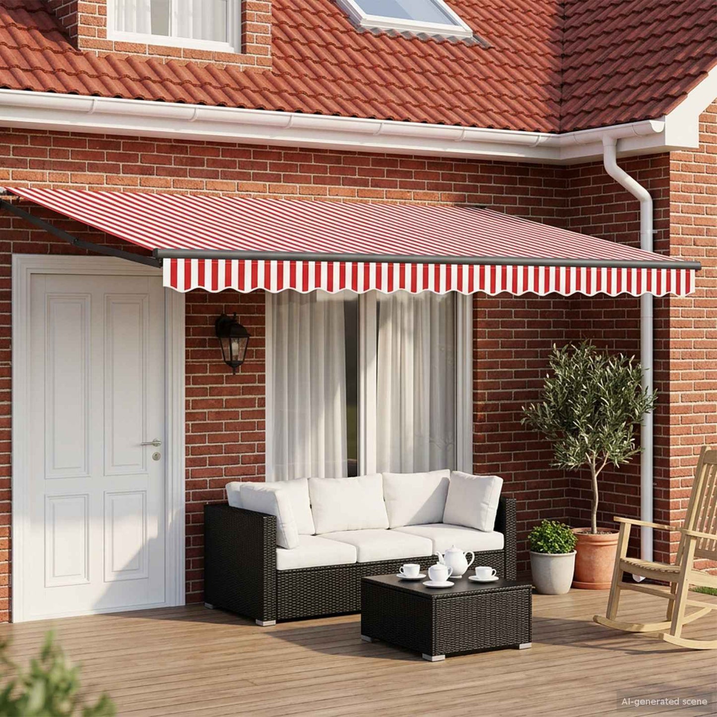 vidaXL Manual Retractable Awning with LEDs 4.5 x 3 m