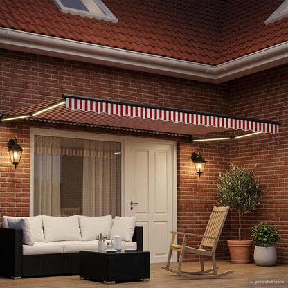 vidaXL Manual Retractable Awning with LEDs 4.5 x 3 m