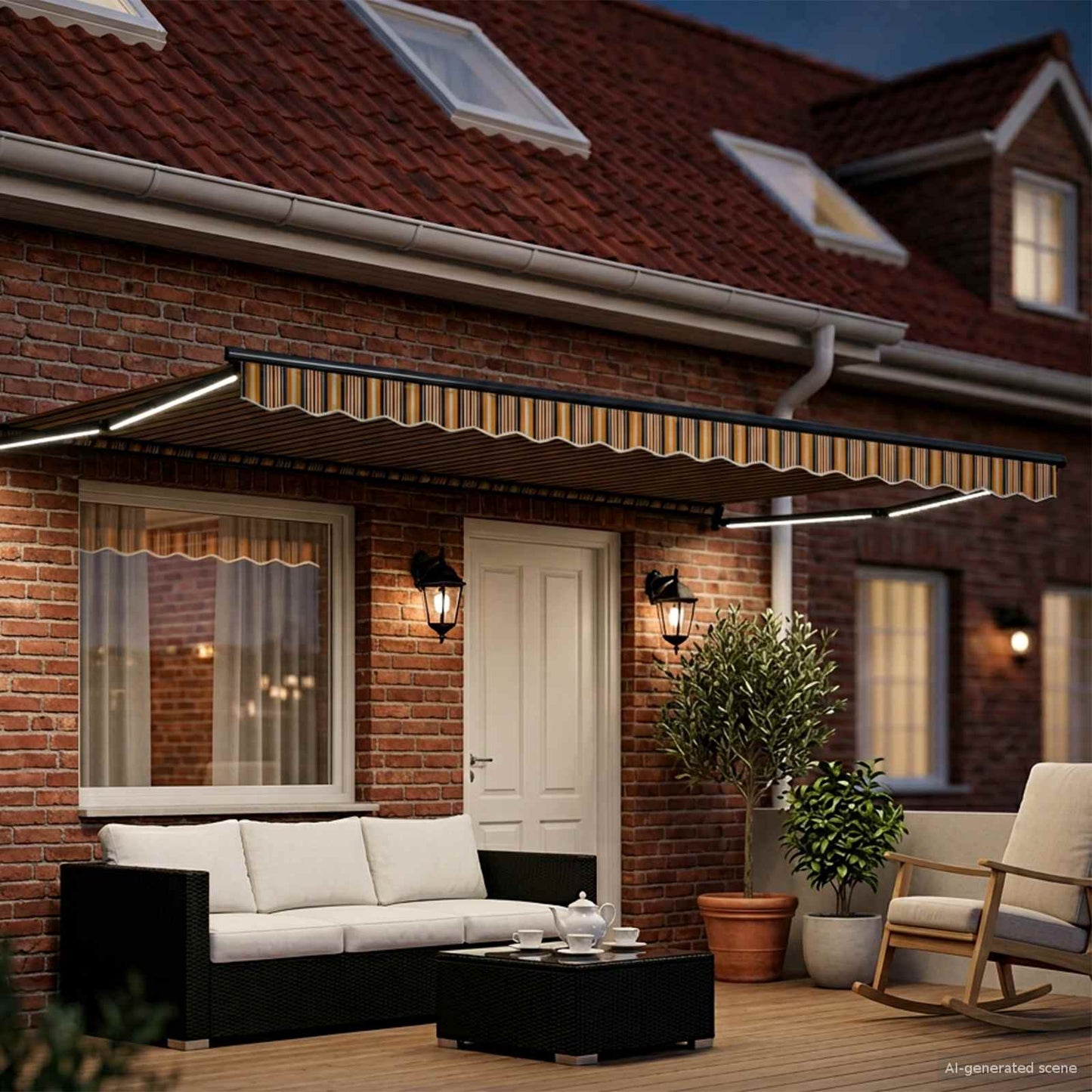 vidaXL Manual Retractable Awning with LEDs 4.5 x 3 m