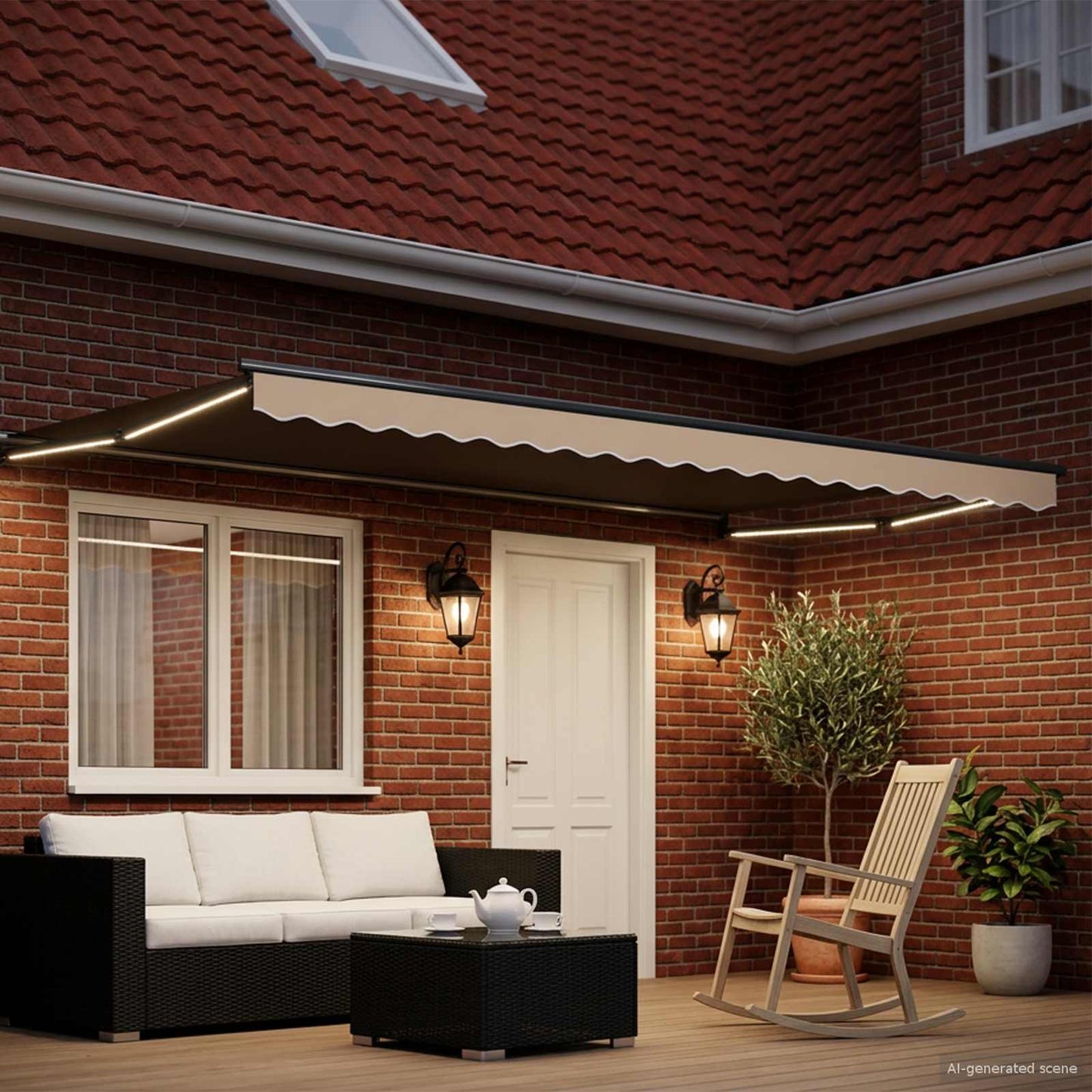 vidaXL Manual Retractable Awning with LEDs 4.5 x 3 m