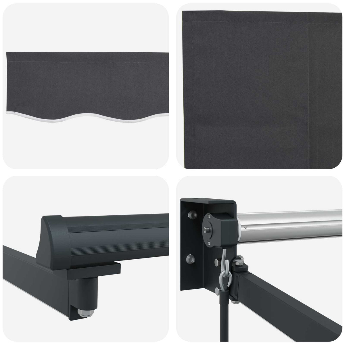 vidaXL Manual Retractable Awning with LEDs Anthracite 5 x 3 m