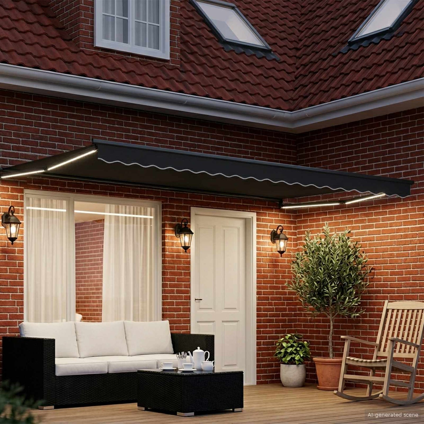 vidaXL Manual Retractable Awning with LEDs Anthracite 5 x 3 m