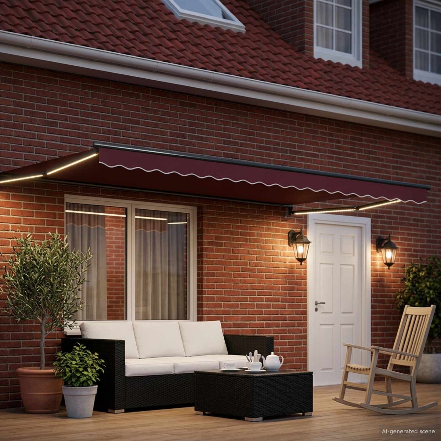 vidaXL Manual Retractable Awning with LEDs 5 x 3 m