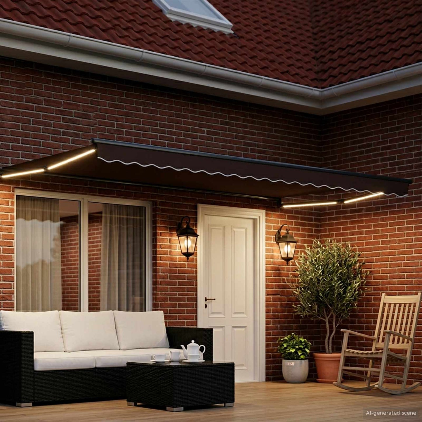 vidaXL Manual Retractable Awning with LEDs 5 x 3 m