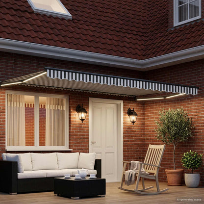 vidaXL Manual Retractable Awning with LEDs 5 x 3 m