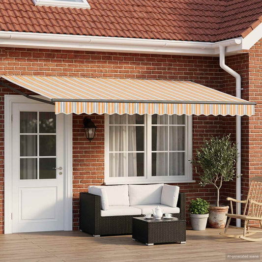 vidaXL Manual Retractable Awning with LEDs 5 x 3 m