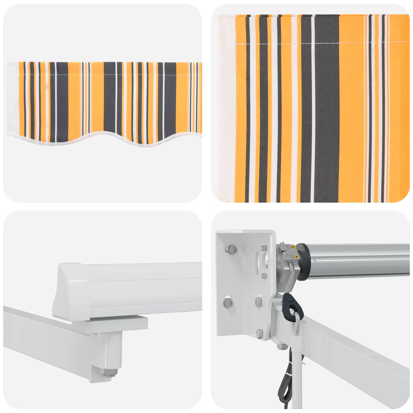 vidaXL Electric Retractable Awning Yellow, Grey and White 2.5 x 2 m