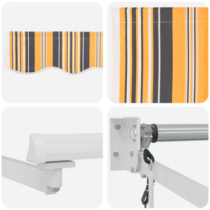 vidaXL Electric Retractable Awning Yellow, Grey and White 2.5 x 2 m