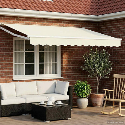 vidaXL Electric Retractable Awning Cream and White 3 x 2 m