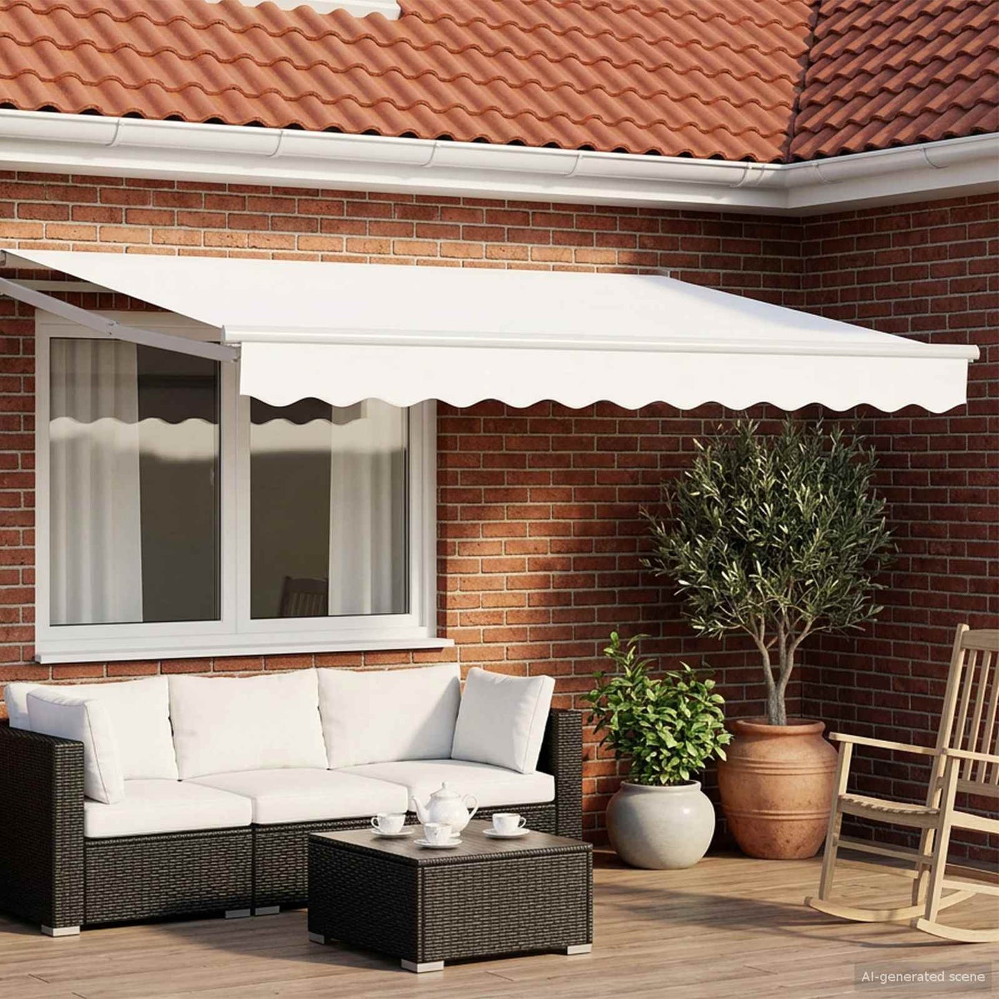 vidaXL Electric Retractable Awning White 3 x 2 m