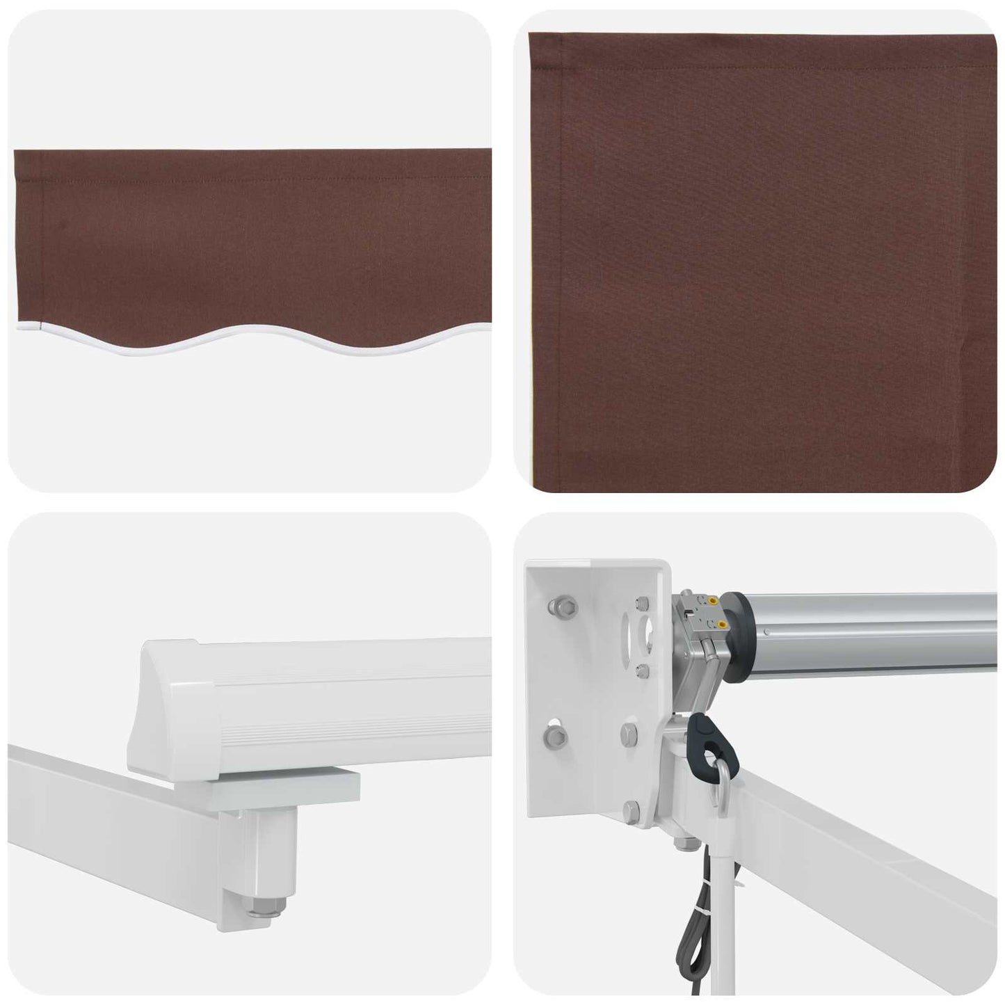 vidaXL Electric Retractable Awning Brown and White 4 x 2 m
