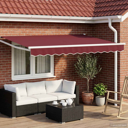 vidaXL Electric Retractable Awning Burgundy and White 3 x 2.5 m