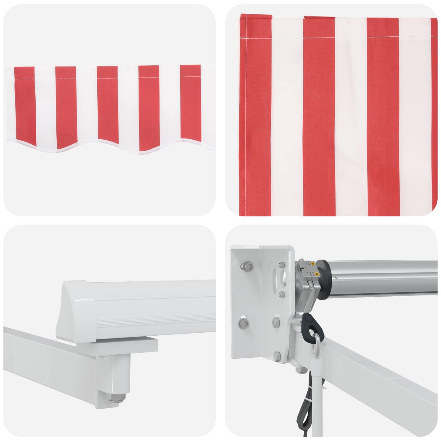 vidaXL Electric Retractable Awning Red and white 3 x 2.5 m