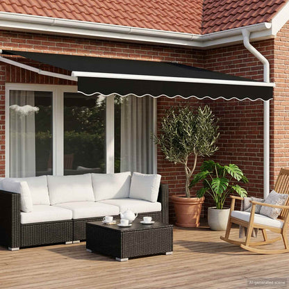 vidaXL Electric Retractable Awning Black and White 3 x 2.5 m