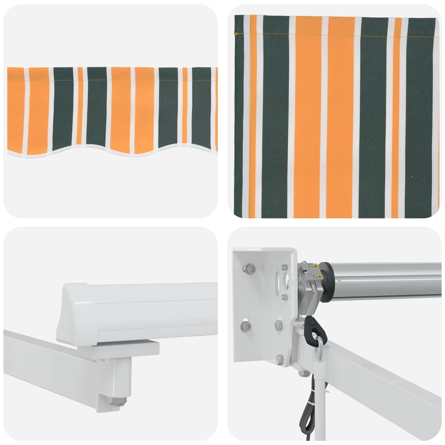 vidaXL Electric Retractable Awning Green, Yellow and White 3 x 2.5 m