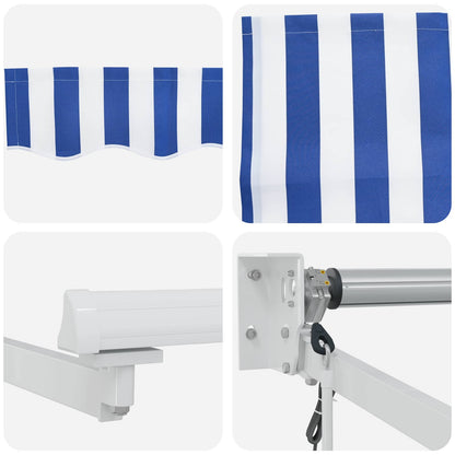 vidaXL Electric Retractable Awning Blue and White 3.5 x 2.5 m