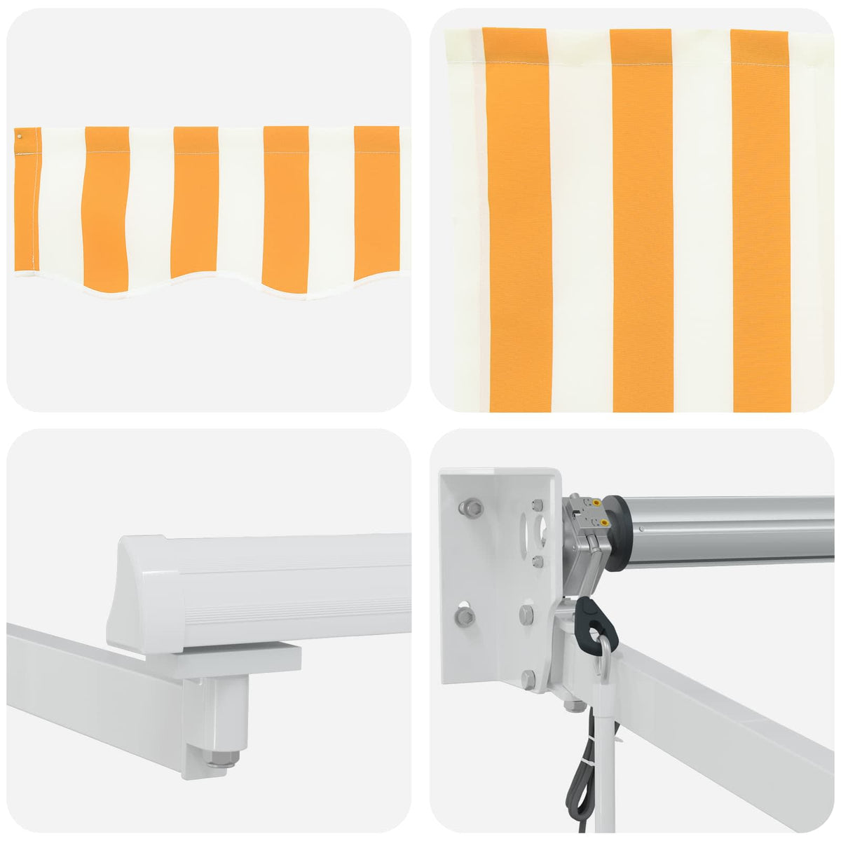 vidaXL Electric Retractable Awning Yellow and White 3.5 x 2.5 m