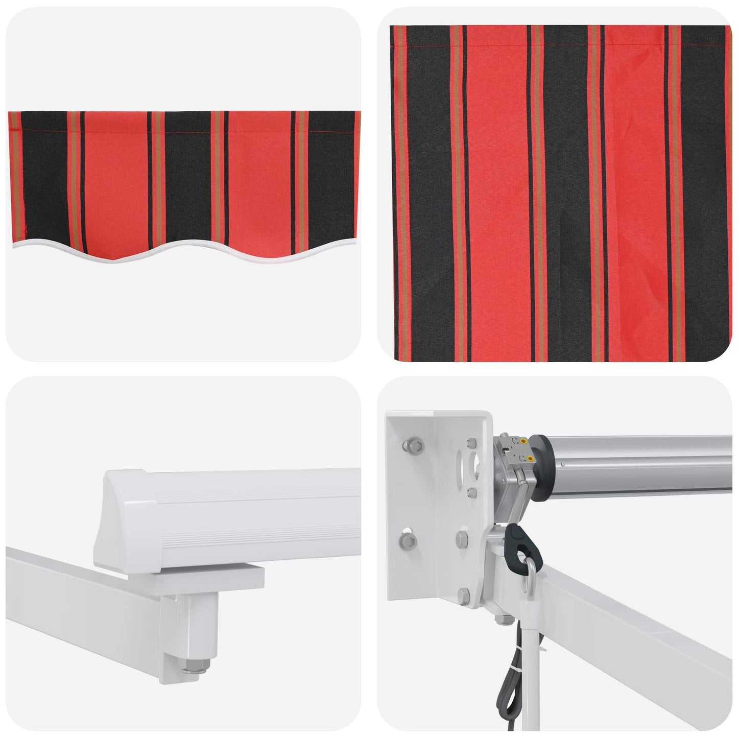 vidaXL Electric Retractable Awning Orange, Brown and White 3.5 x 2.5 m