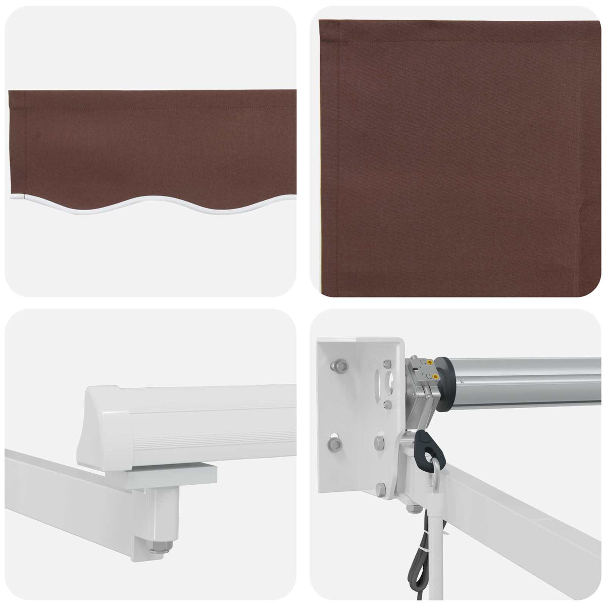 vidaXL Electric Retractable Awning Brown and White 3.5 x 2.5 m
