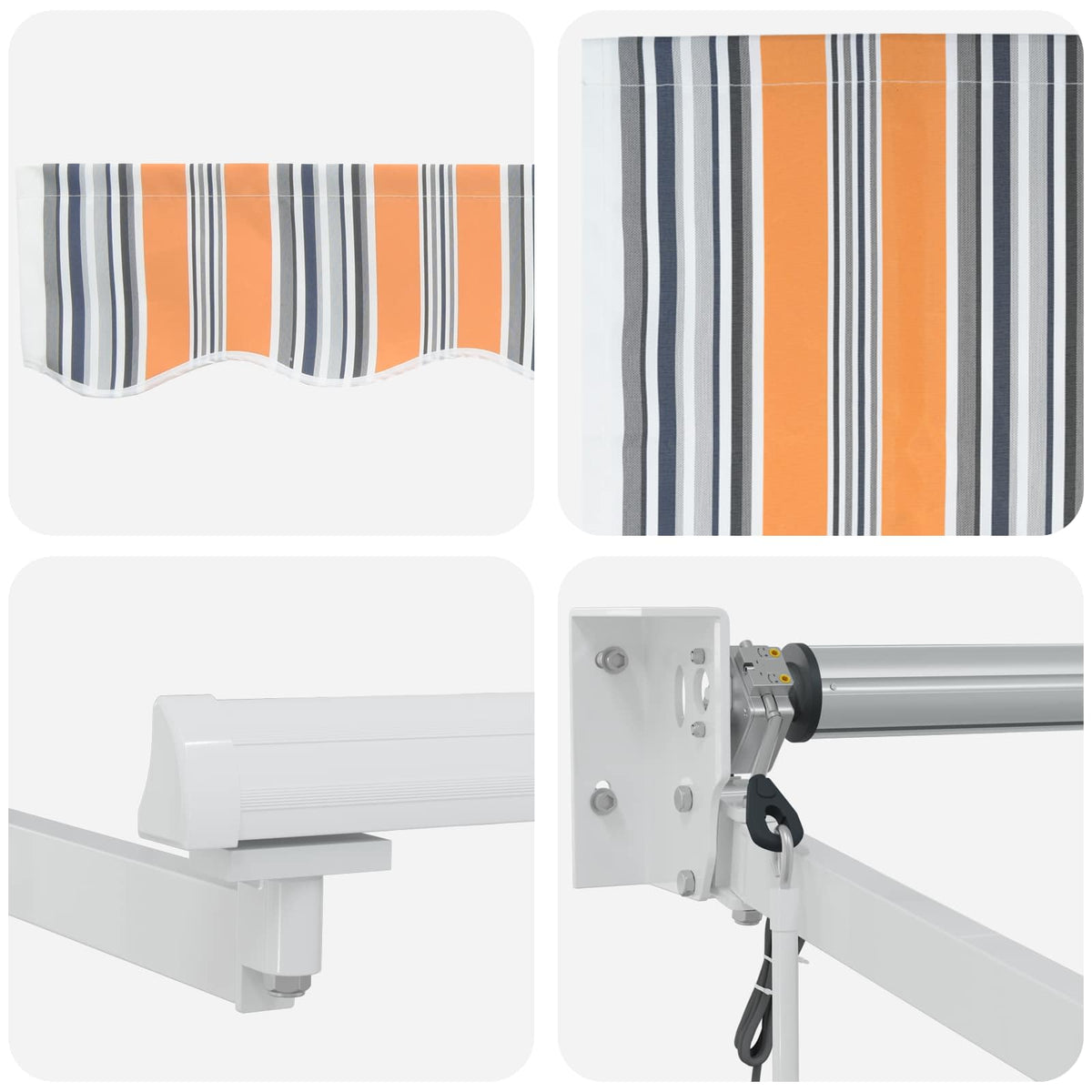 vidaXL Electric Retractable Awning Grey, Orange and White 3.5 x 2.5 m