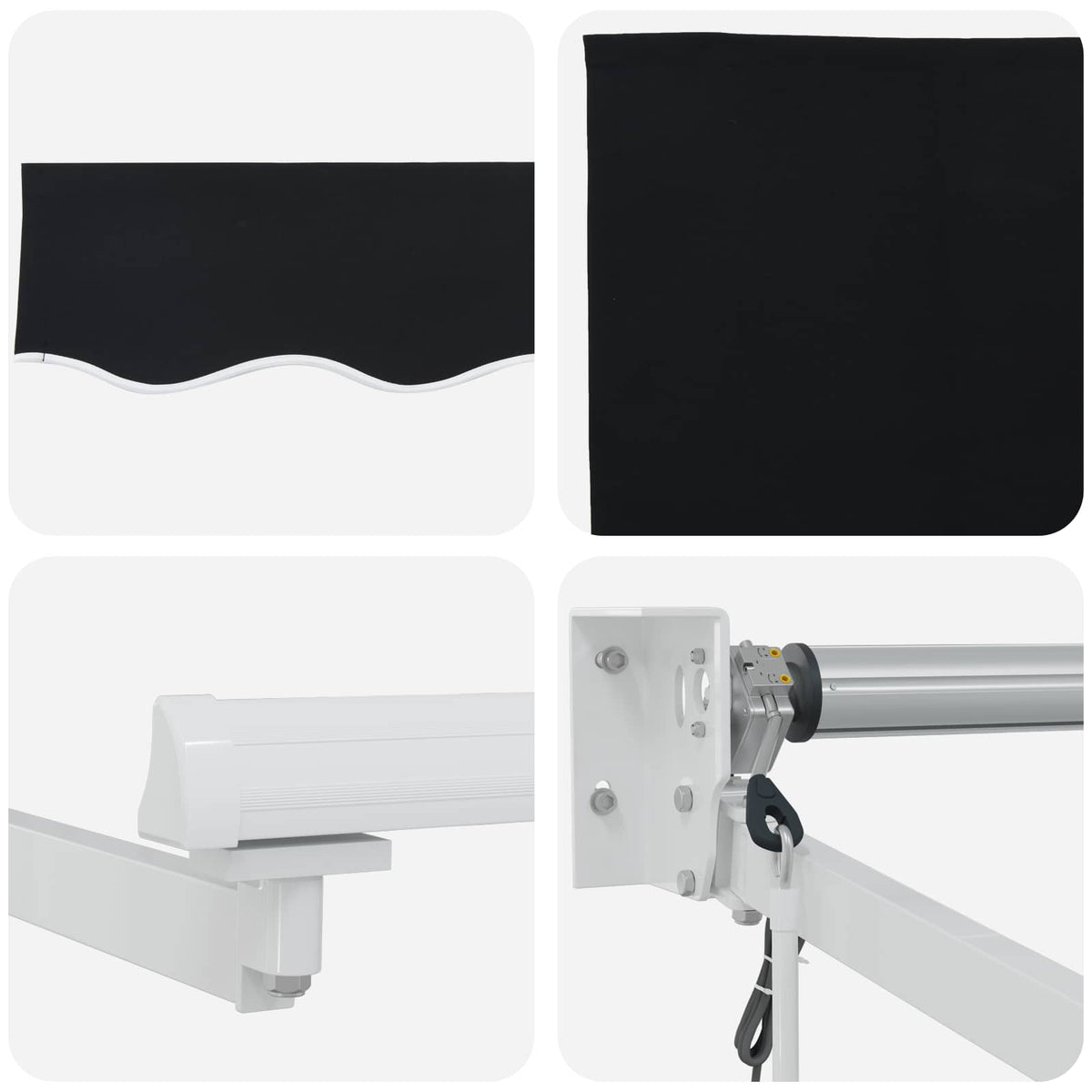 vidaXL Electric Retractable Awning Black and White 3.5 x 2.5 m