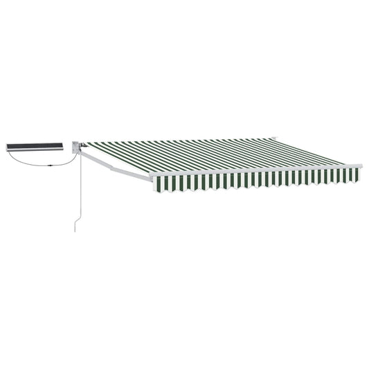 vidaXL Electric Retractable Awning Green and White 3.5 x 2.5 m
