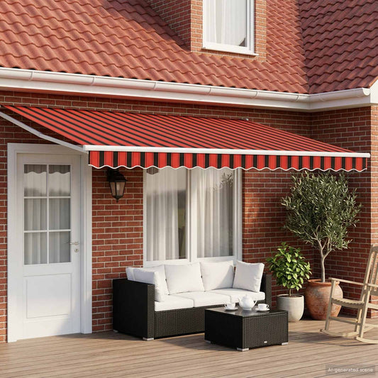 vidaXL Electric Retractable Awning Orange, Brown and White 4 x 3 m