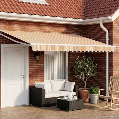vidaXL Electric Retractable Awning Blue, Orange and White 4 x 3 m