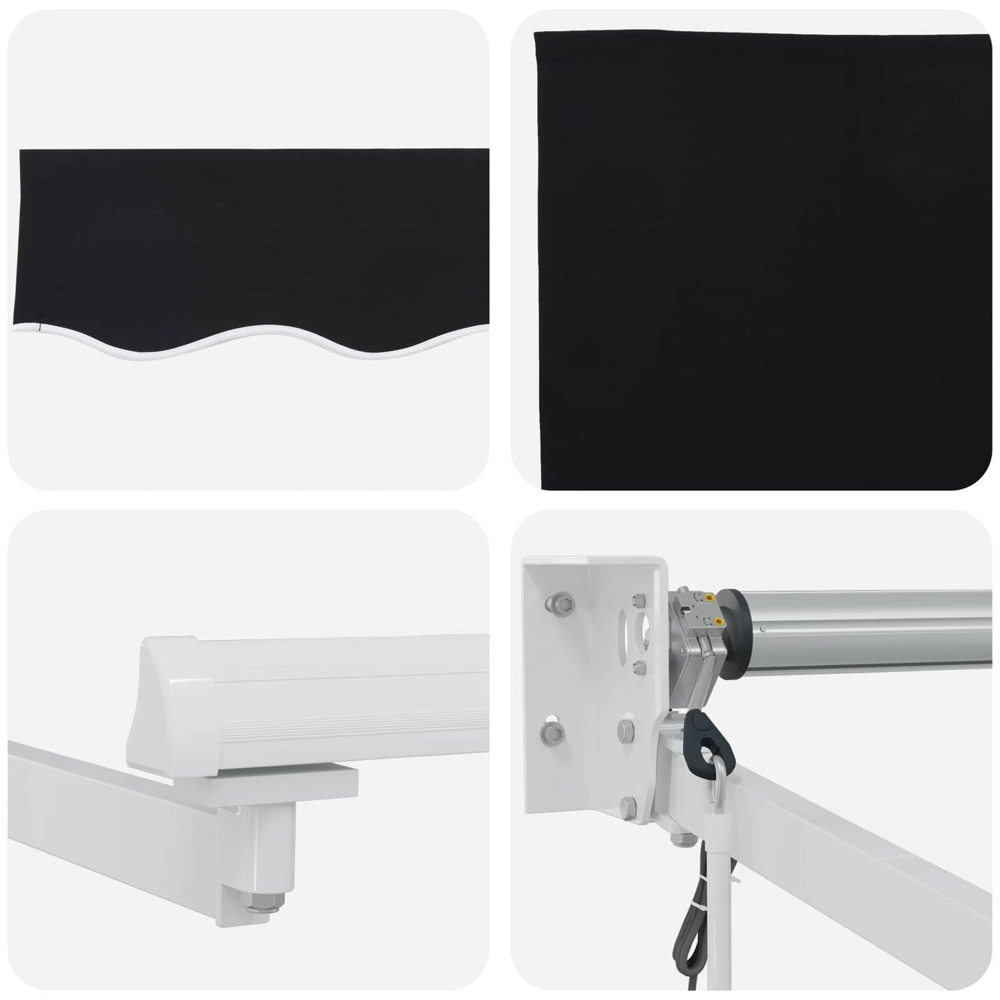 vidaXL Electric Retractable Awning Black and White 4 x 3 m