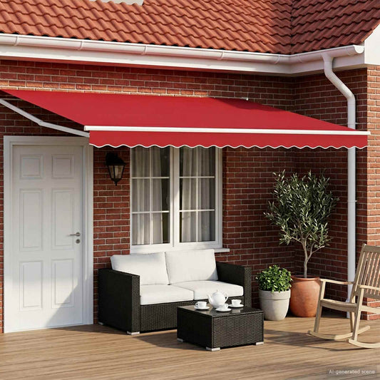 vidaXL Electric Retractable Awning Red and White 4 x 3 m