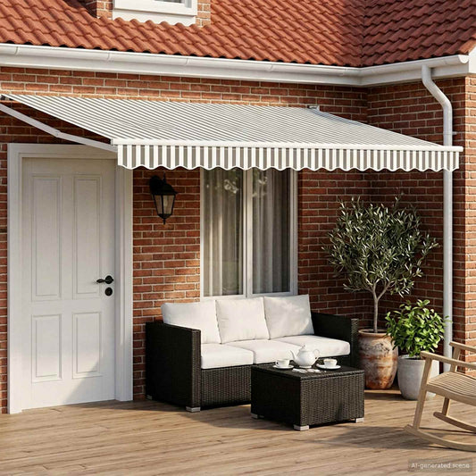 vidaXL Electric Retractable Awning Anthracite and White 4.5 x 3 m