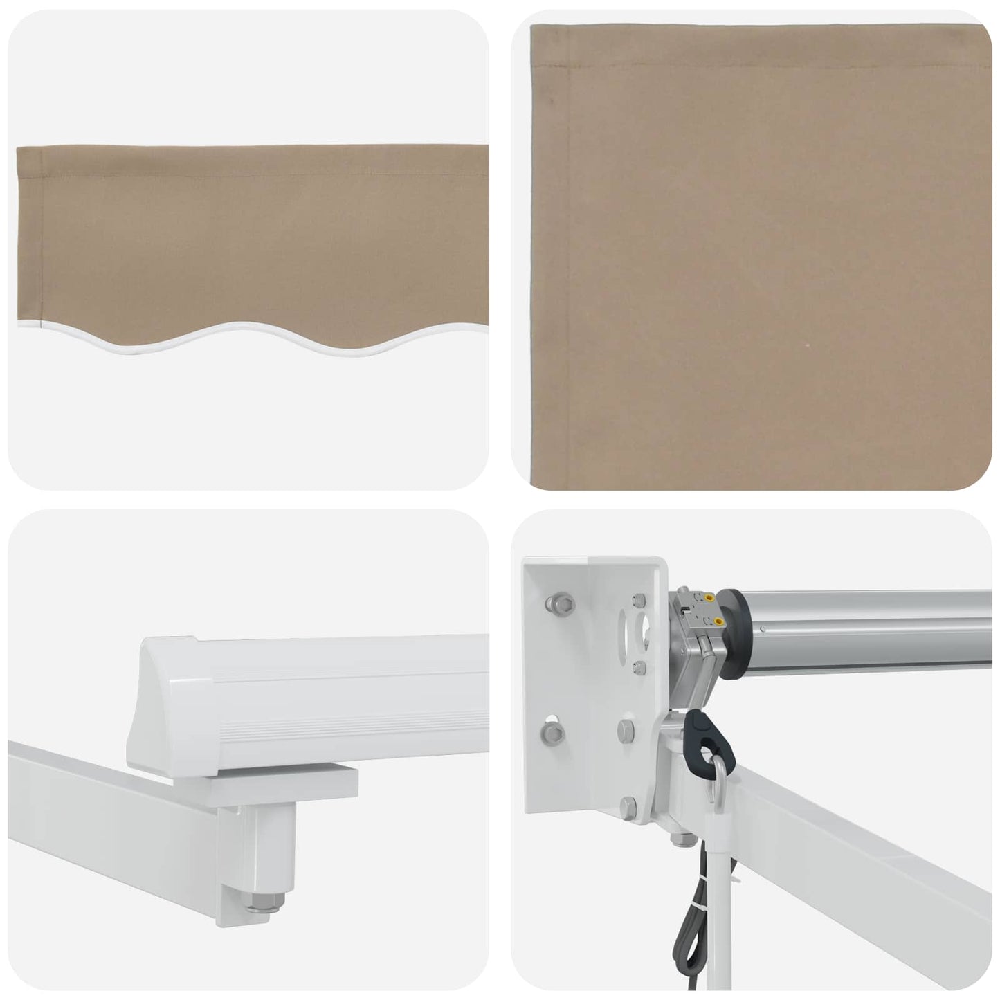 vidaXL Electric Retractable Awning Beige and White 4.5 x 3 m