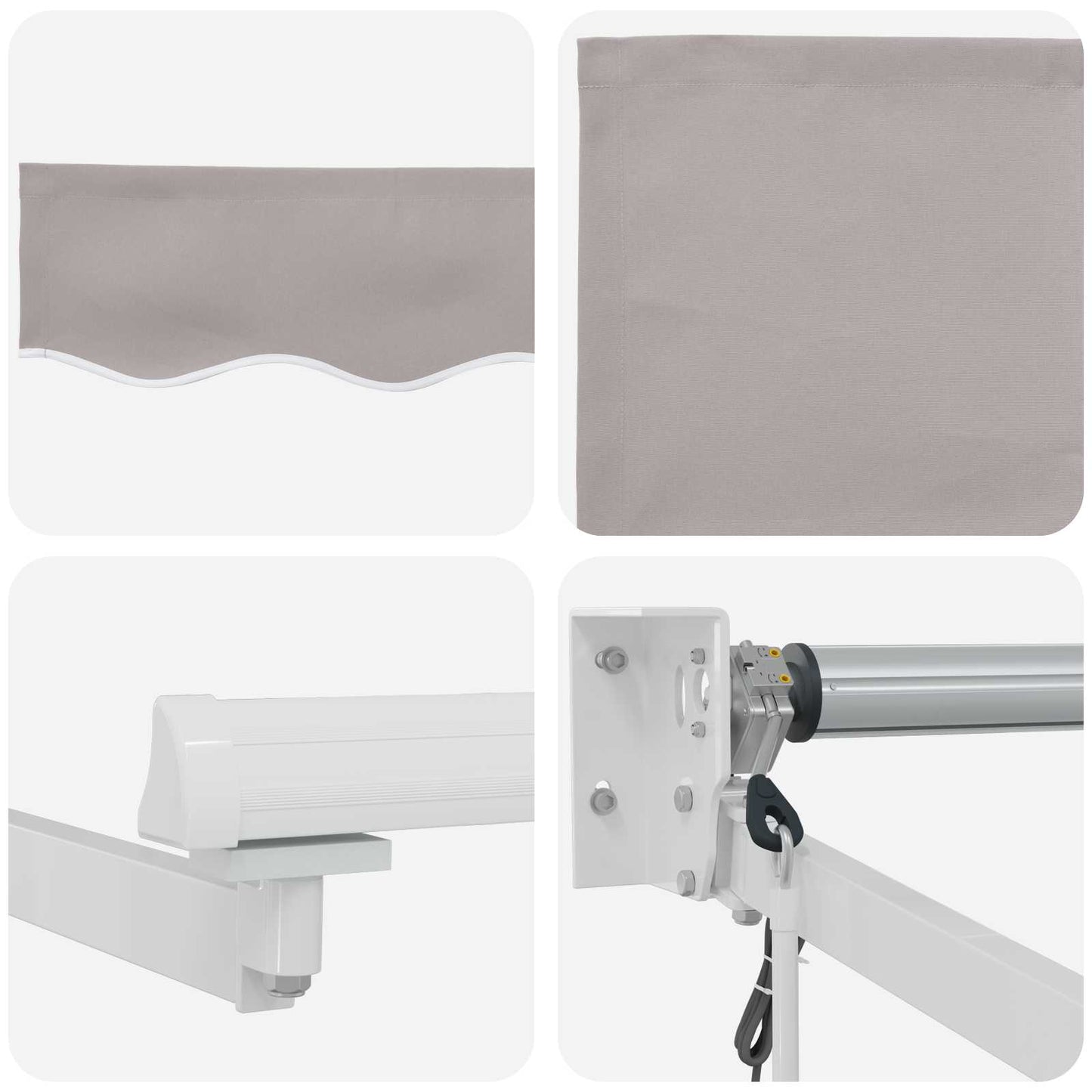 vidaXL Electric Retractable Awning Light Grey and White 5 x 3 m