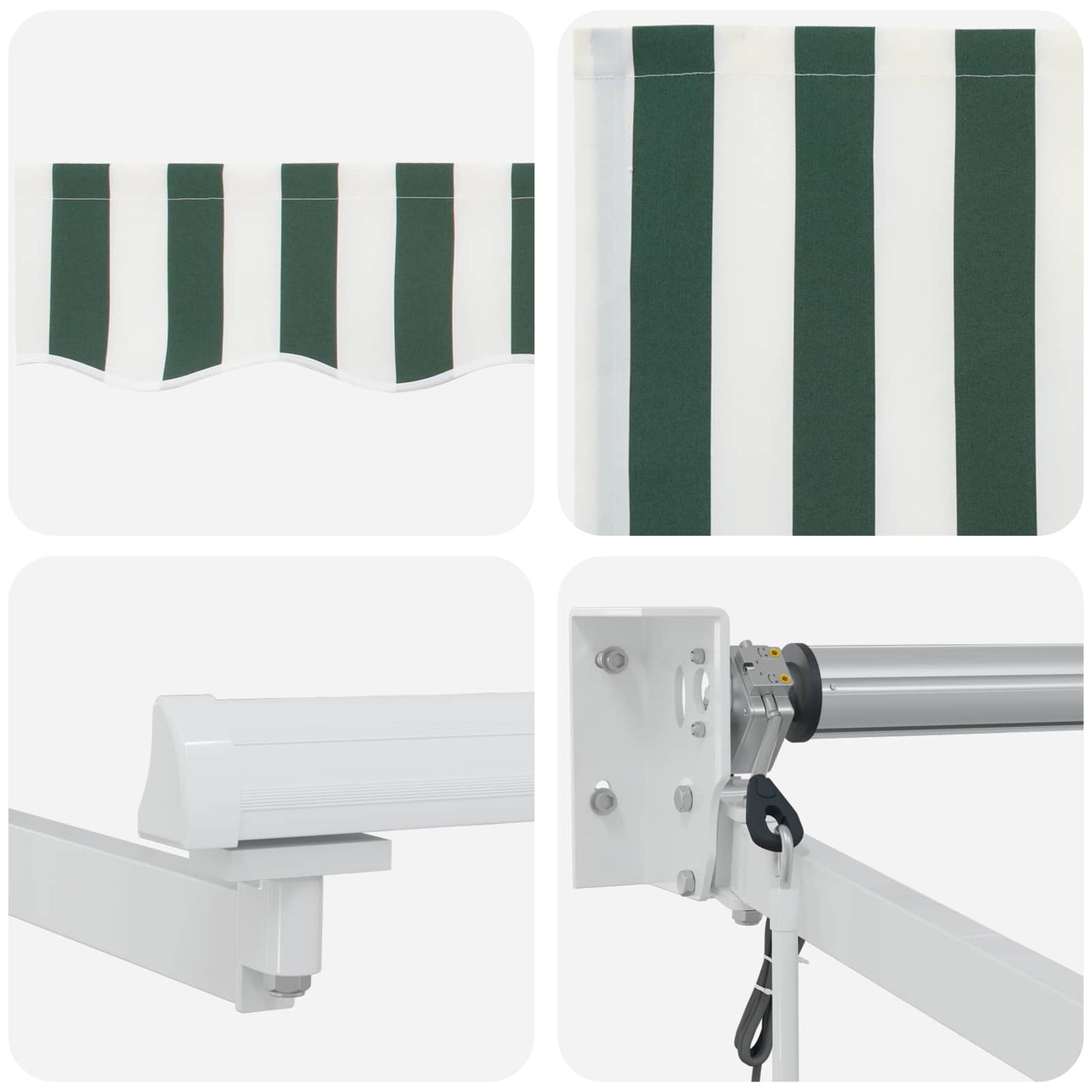 vidaXL Electric Retractable Awning Green and White 5 x 3 m