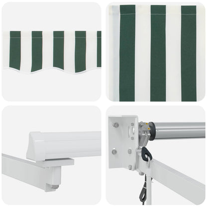 vidaXL Electric Retractable Awning Green and White 5 x 3 m