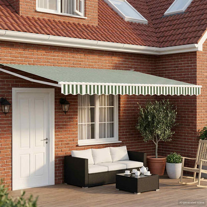 vidaXL Electric Retractable Awning Green and White 5 x 3 m
