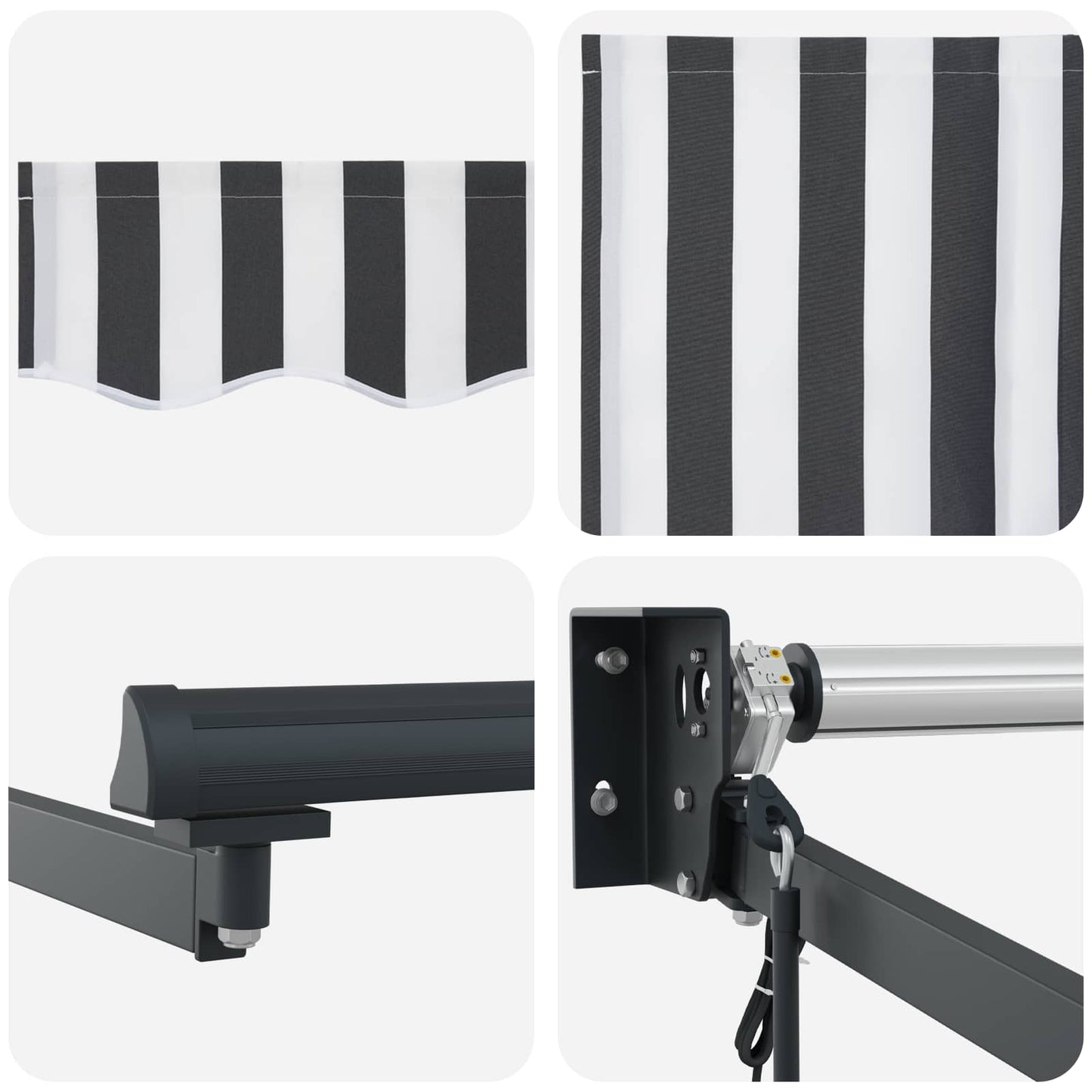 vidaXL Electric Retractable Awning Anthracite and White 2.5 x 2 m