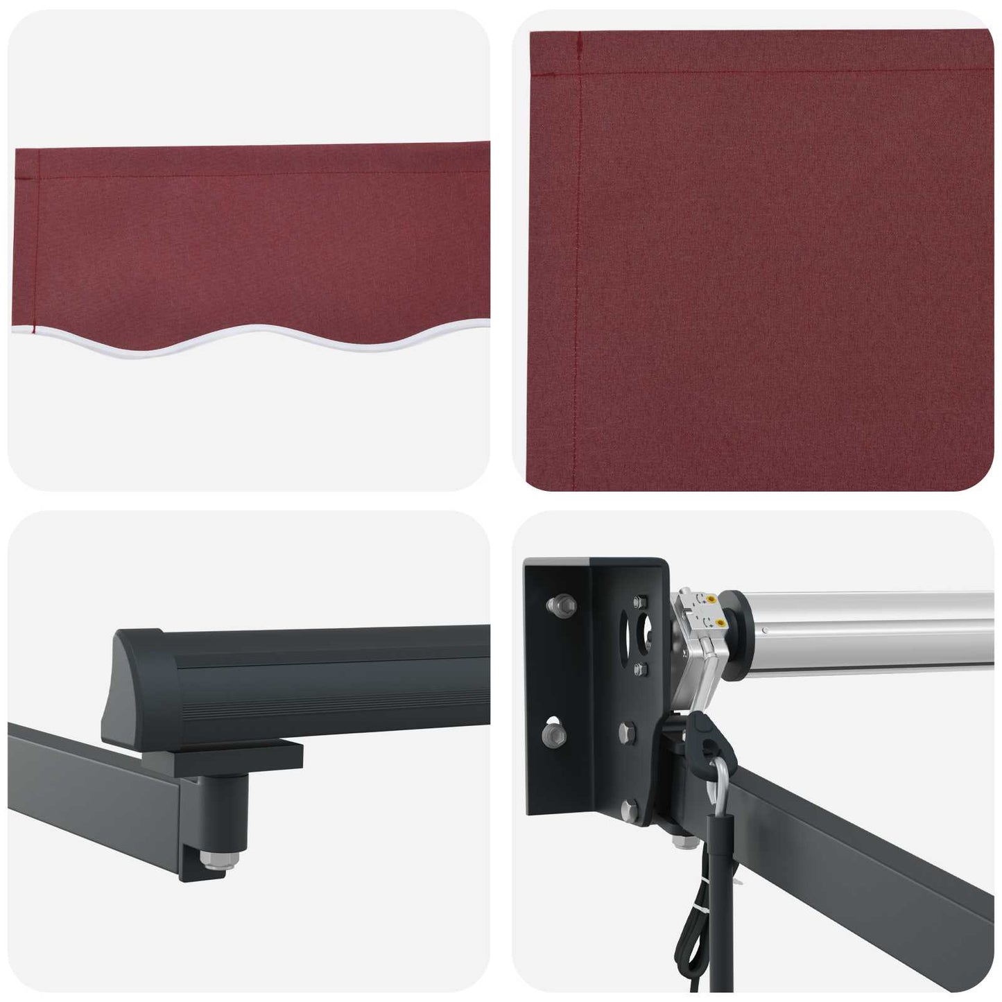 vidaXL Electric Retractable Awning Burgundy and Anthracite 3.5 x 2 m