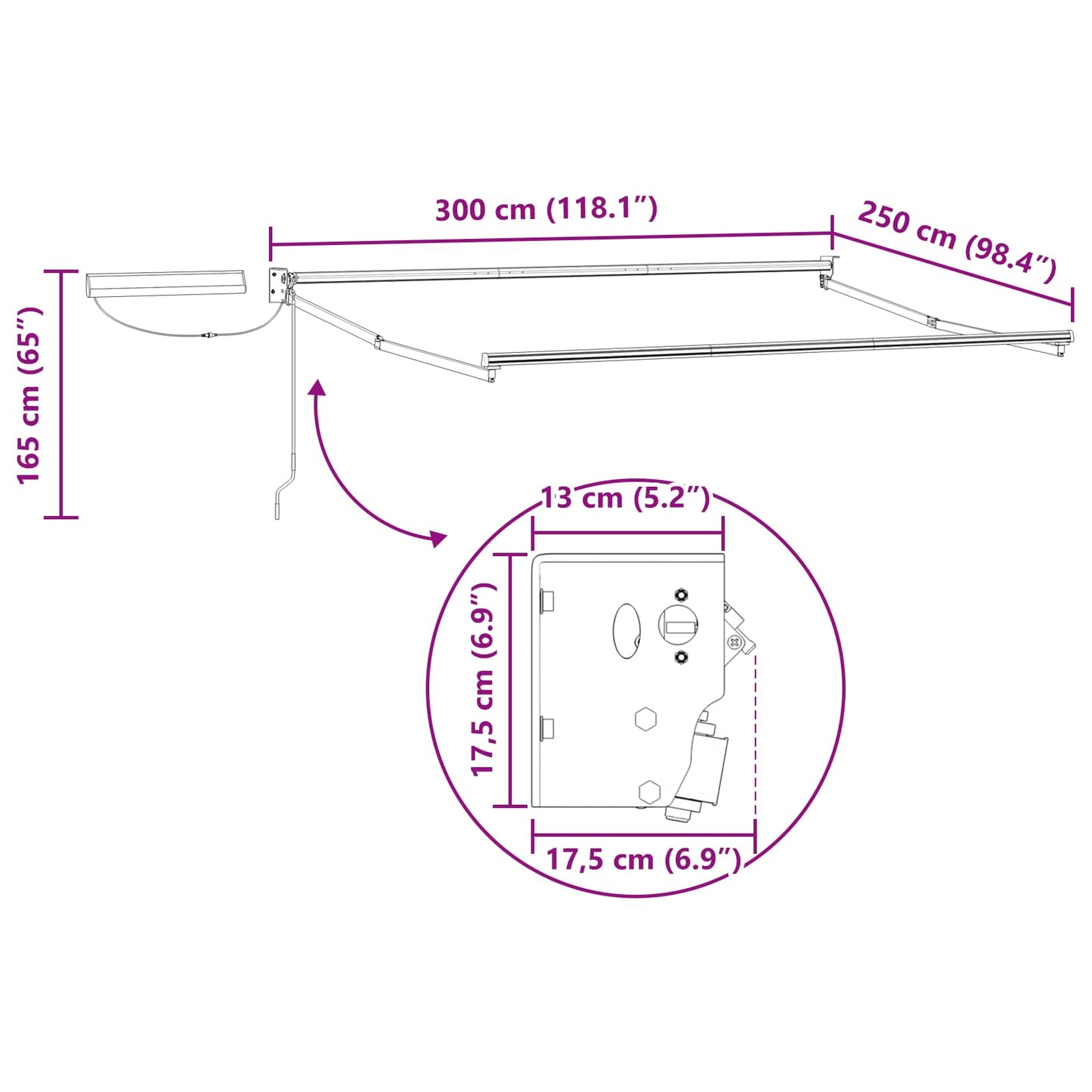 vidaXL Electric Retractable Awning 3 x 2.5 m