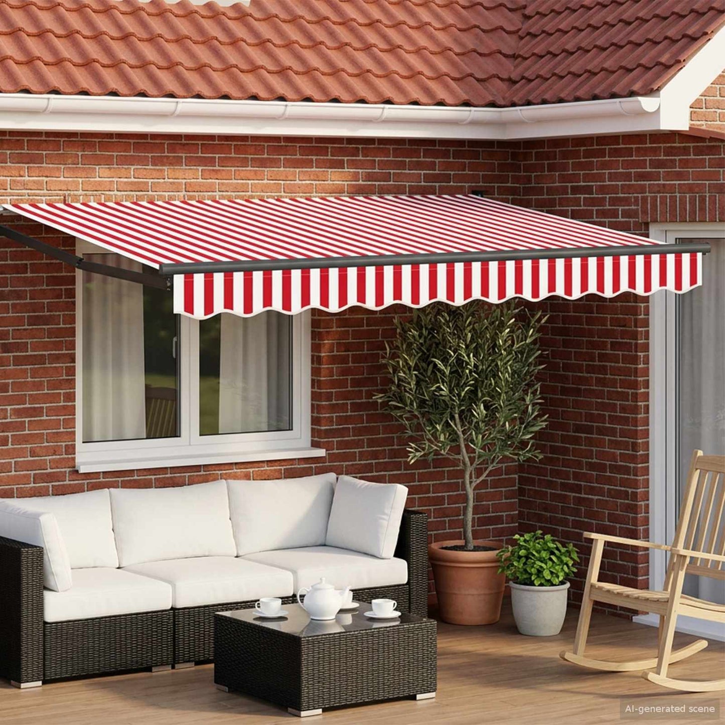 vidaXL Electric Retractable Awning Red, White and Anthracite 3 x 2.5 m