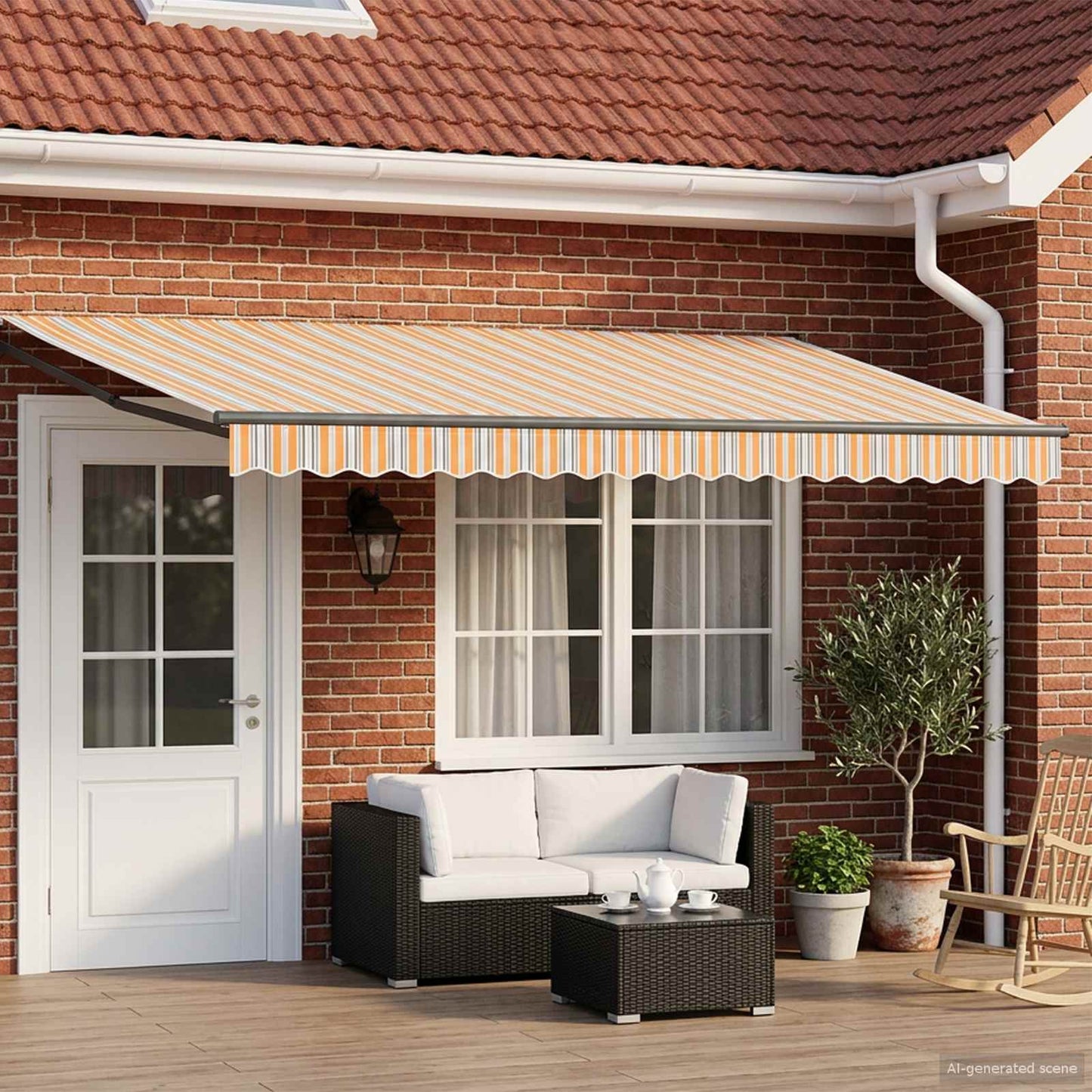 vidaXL Electric Retractable Awning Yellow, Grey and Anthracite 4 x 3 m