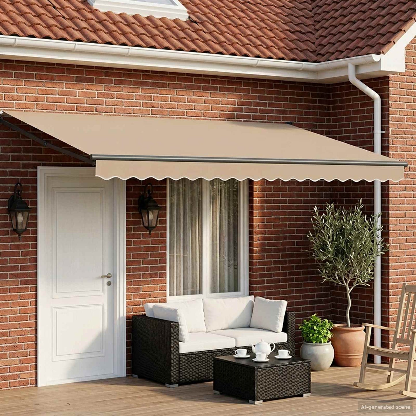 vidaXL Electric Retractable Awning Beige and Anthracite 4 x 3 m