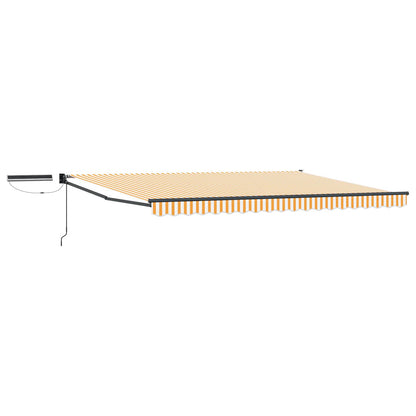 vidaXL Solar Motorized Awning Yellow & White Stripe 4.5x3 m