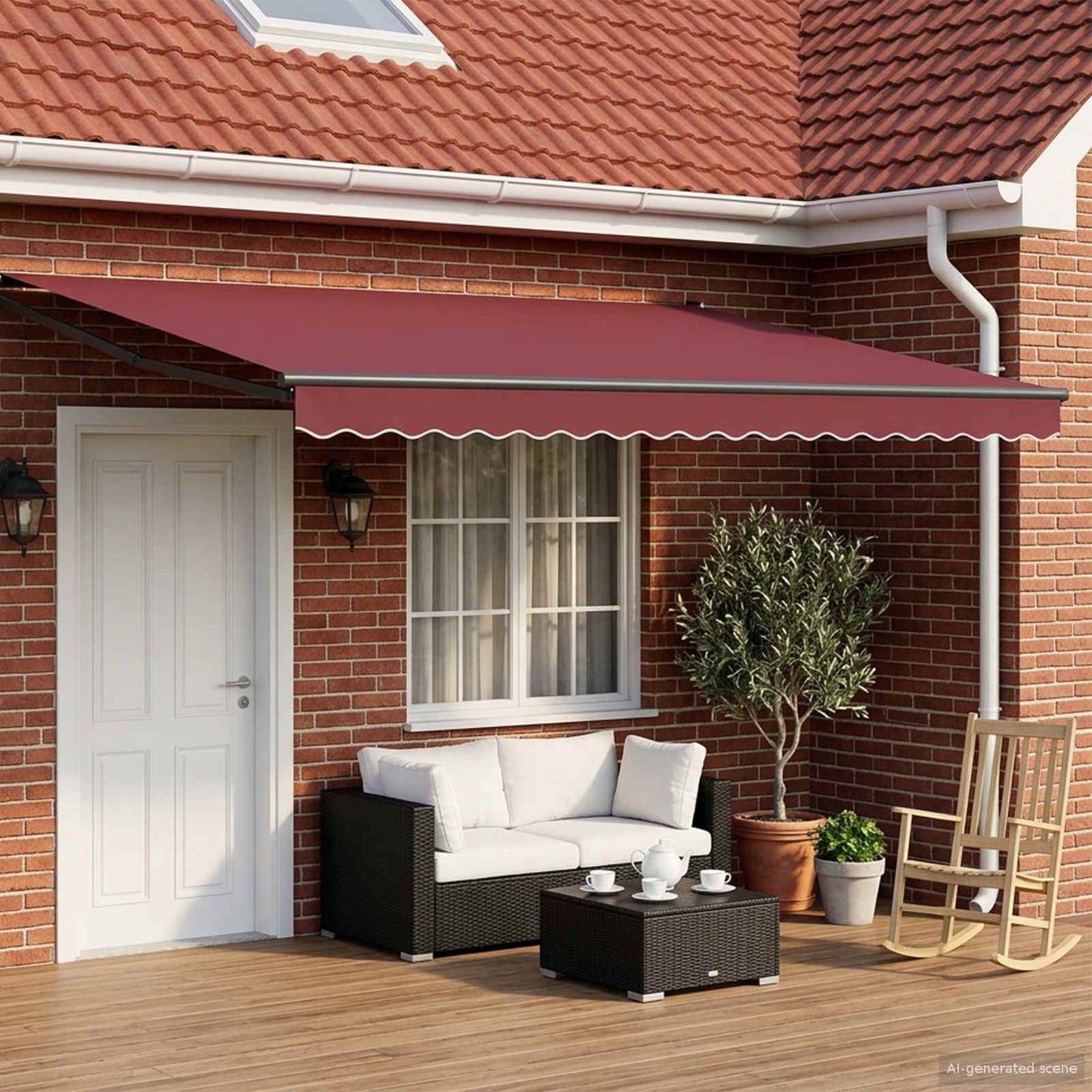 vidaXL Electric Retractable Awning Burgundy and Anthracite 4.5 x 3 m
