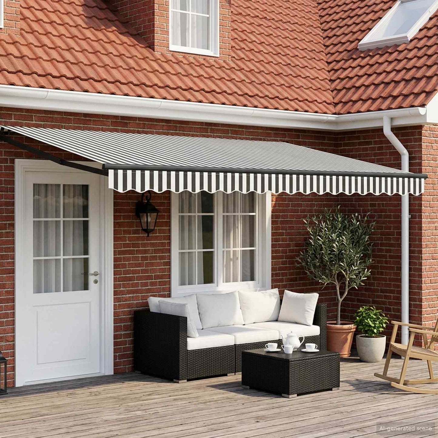 vidaXL Electric Retractable Awning Anthracite and White 4.5 x 3 m