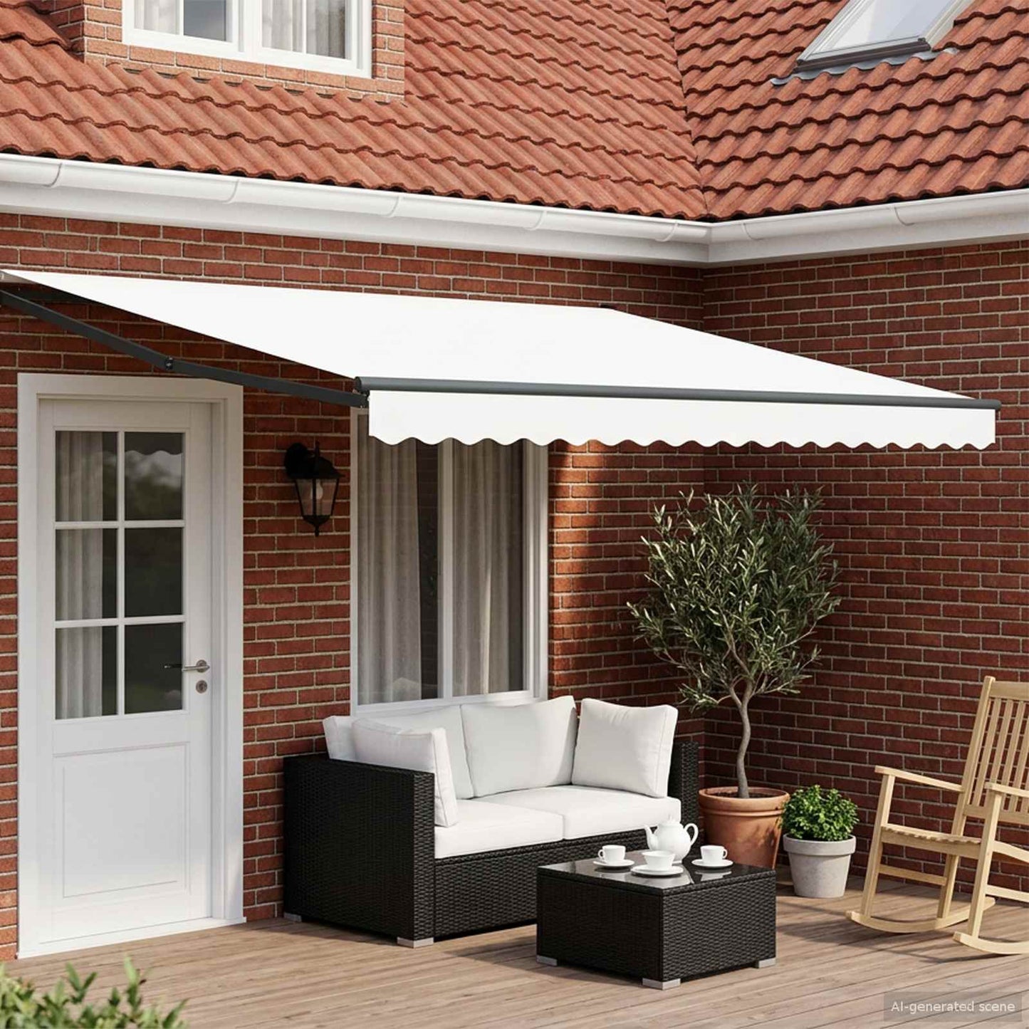 vidaXL Electric Retractable Awning White and Anthracite 5 x 3 m