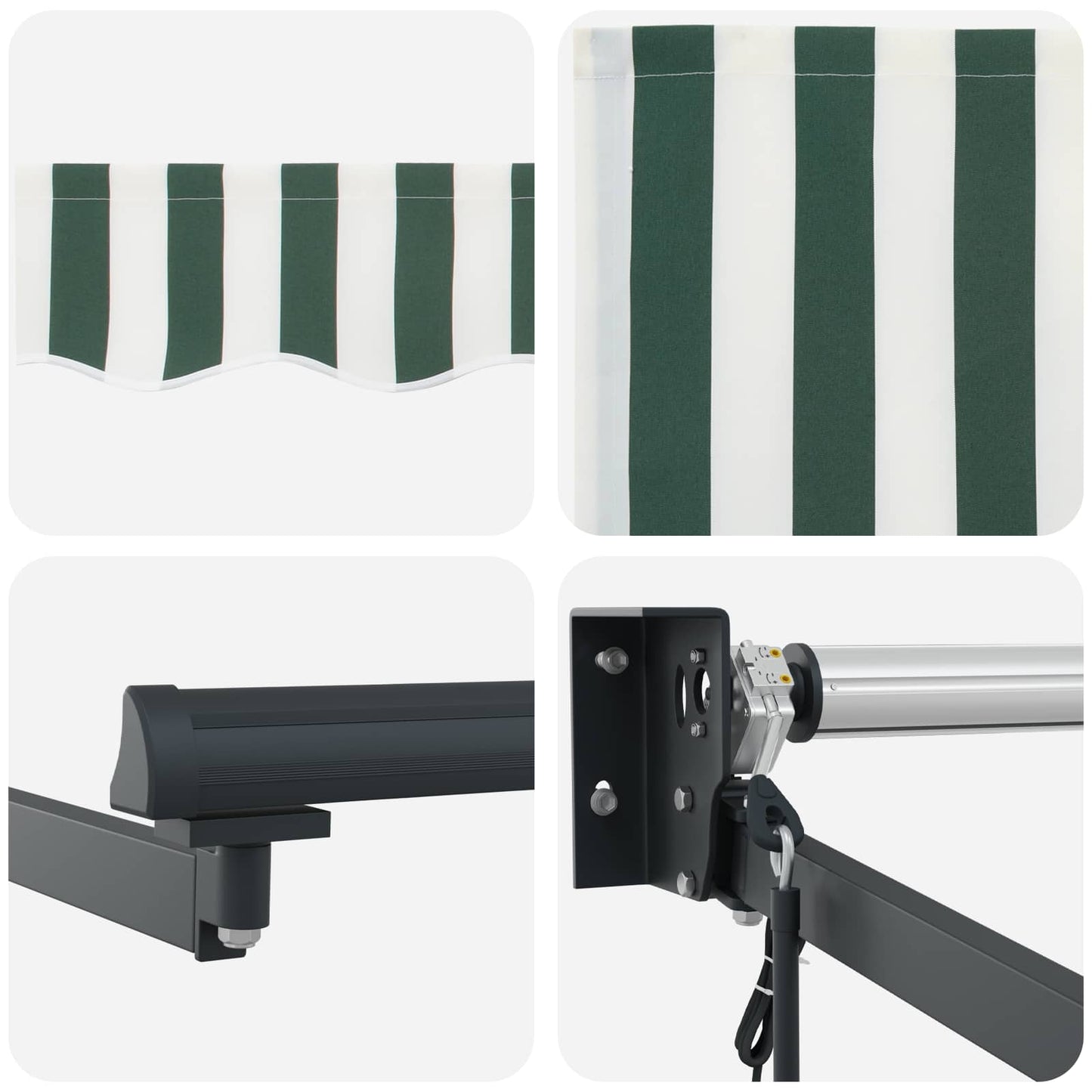 vidaXL Electric Retractable Awning Green, White and Anthracite 5 x 3 m